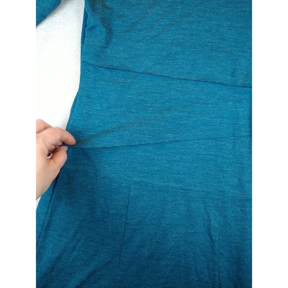 Prana Abilene Wool Blend Dress Women's Small Teal Tiered Lined Short Sleeve - Picture 5 of 13